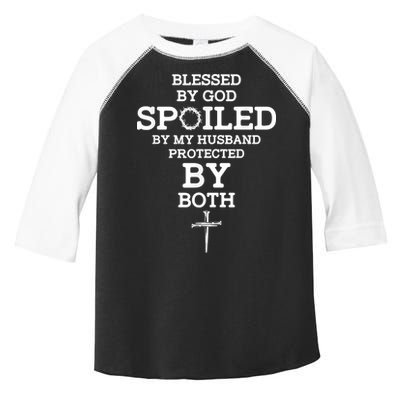 Blessed By God Spoiled By My Husband Protected By Both Funny Toddler Fine Jersey T-Shirt