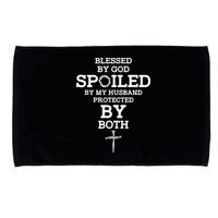 Blessed By God Spoiled By My Husband Protected By Both Funny Microfiber Hand Towel