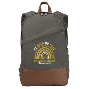 Be Bold Go Gold Childhood Cancer Awareness Rainbow Ribbon Cotton Canvas Backpack