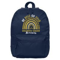 Be Bold Go Gold Childhood Cancer Awareness Rainbow Ribbon 16 in Basic Backpack