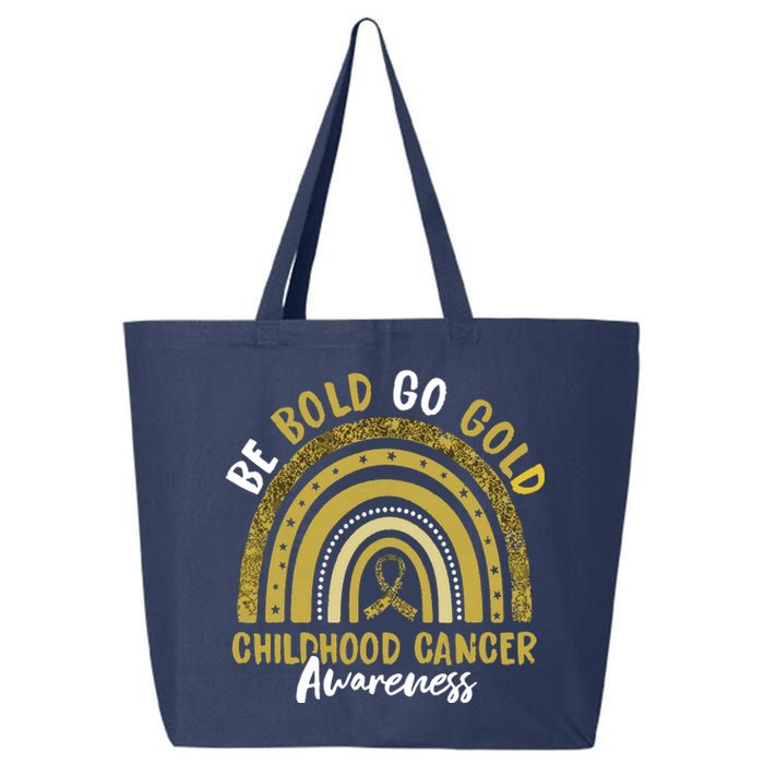 Be Bold Go Gold Childhood Cancer Awareness Rainbow Ribbon 25L Jumbo Tote