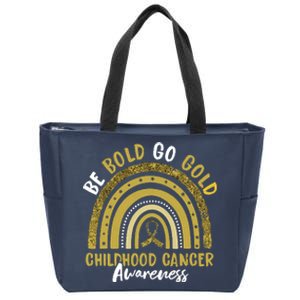 Be Bold Go Gold Childhood Cancer Awareness Rainbow Ribbon Zip Tote Bag