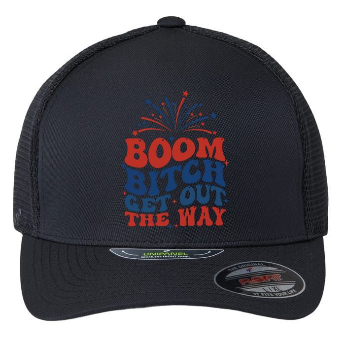 Boom Bitch Get Out The Way Flexfit Unipanel Trucker Cap