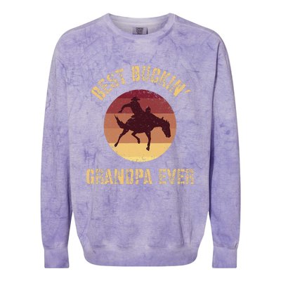 Best Buckin Grandpa Ever Western Rodeo Cowboy Bucking Horse Colorblast Crewneck Sweatshirt