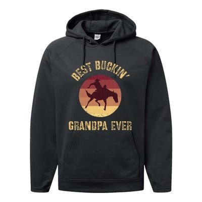 Best Buckin Grandpa Ever Western Rodeo Cowboy Bucking Horse Performance Fleece Hoodie