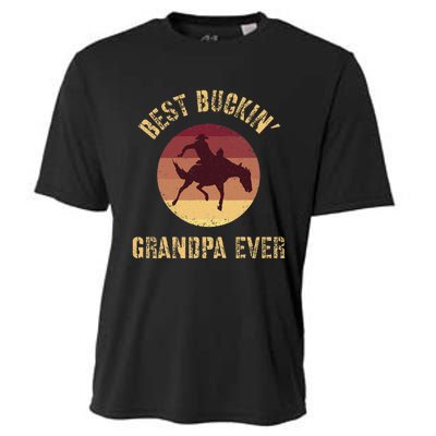 Best Buckin Grandpa Ever Western Rodeo Cowboy Bucking Horse Cooling Performance Crew T-Shirt