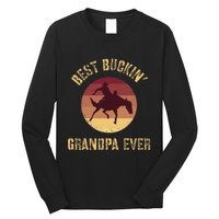 Best Buckin Grandpa Ever Western Rodeo Cowboy Bucking Horse Long Sleeve Shirt