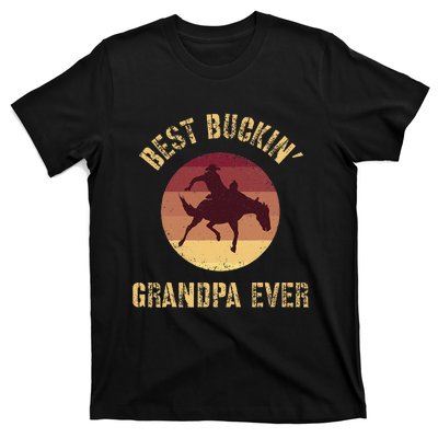 Best Buckin Grandpa Ever Western Rodeo Cowboy Bucking Horse T-Shirt