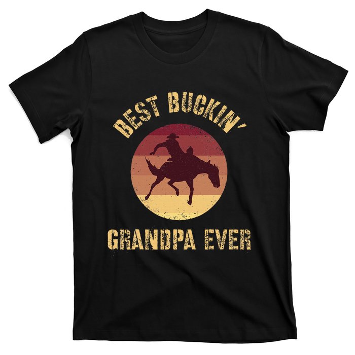 Best Buckin Grandpa Ever Western Rodeo Cowboy Bucking Horse T-Shirt