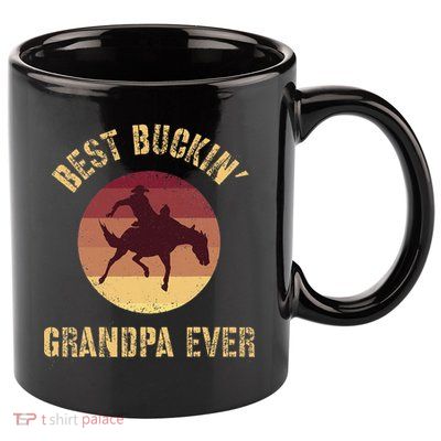 Best Buckin Grandpa Ever Western Rodeo Cowboy Bucking Horse 11oz C Handle Ceramic Mug