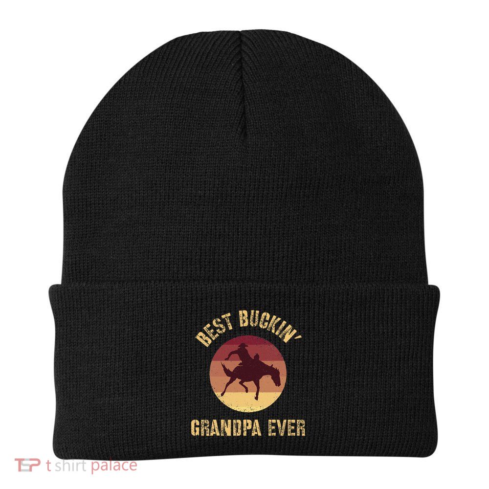 Best Buckin Grandpa Ever Western Rodeo Cowboy Bucking Horse Beanie