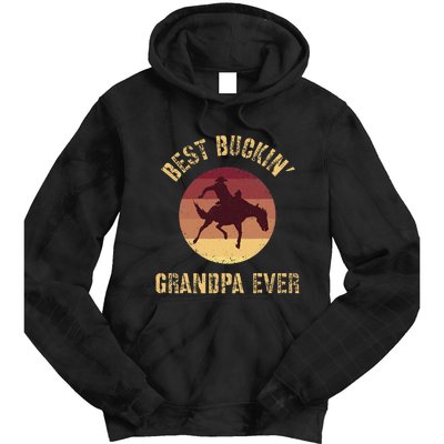 Best Buckin Grandpa Ever Western Rodeo Cowboy Bucking Horse Tie Dye Hoodie