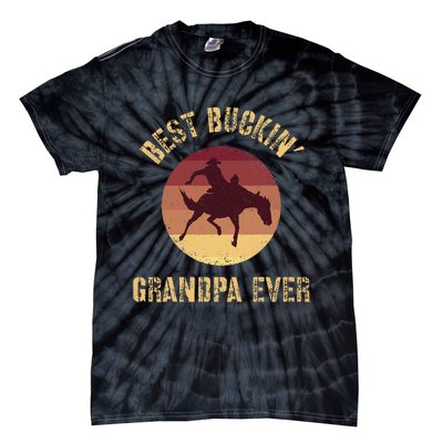 Best Buckin Grandpa Ever Western Rodeo Cowboy Bucking Horse Tie-Dye T-Shirt