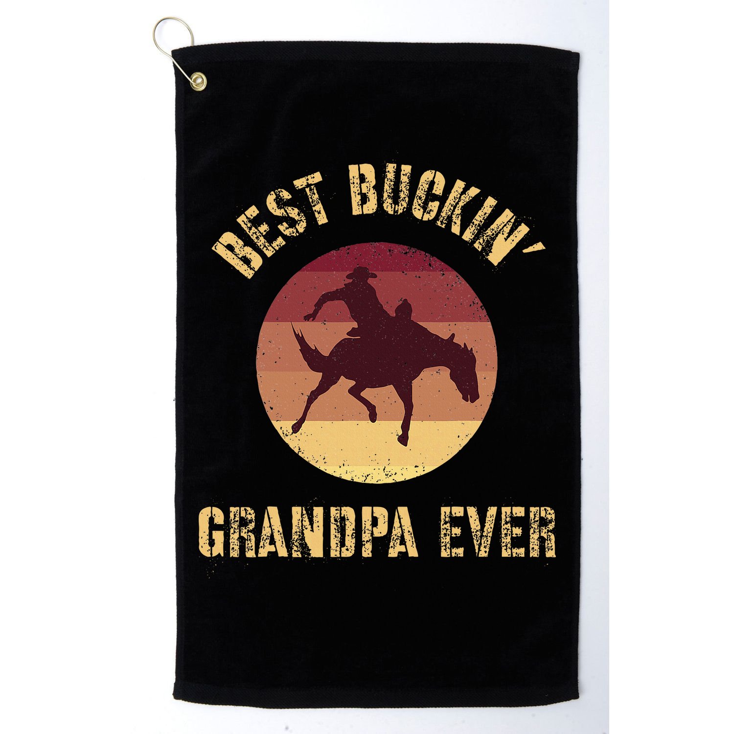 Best Buckin Grandpa Ever Western Rodeo Cowboy Bucking Horse Golf Towel