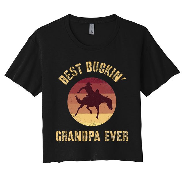 Best Buckin Grandpa Ever Western Rodeo Cowboy Bucking Horse Crop Top