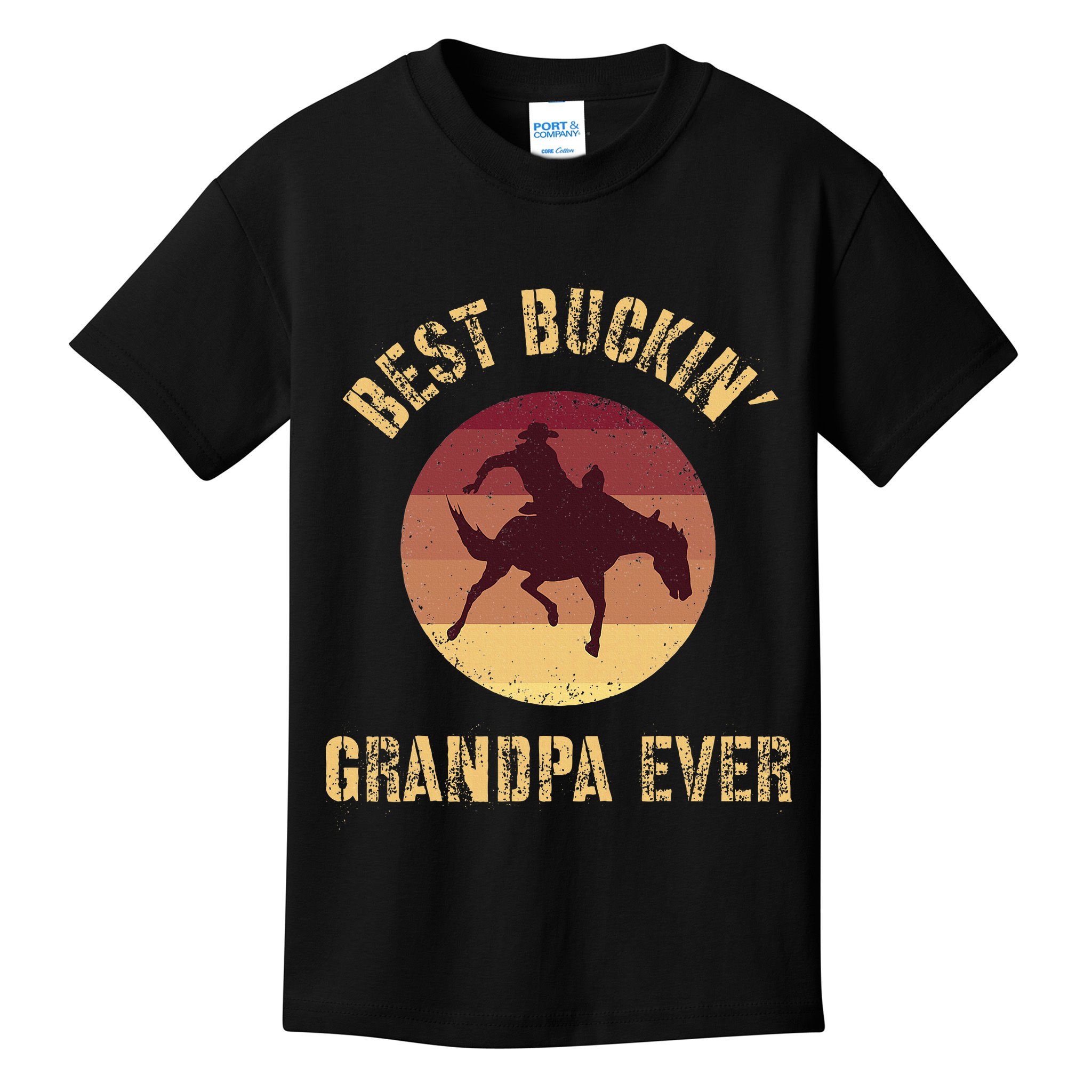 Best Buckin Grandpa Ever Western Rodeo Cowboy Bucking Horse Kids T-Shirt