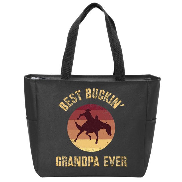 Best Buckin Grandpa Ever Western Rodeo Cowboy Bucking Horse Zip Tote Bag