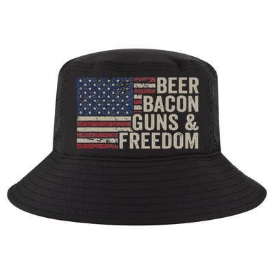 BEER BACON GUNS & FREEDOM BBQ Vintage USA Flag Drinking Cool Comfort Performance Bucket Hat