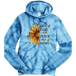 Blessed By God Loved By Jesus Led By The Spirit Sunflower Tie Dye Hoodie