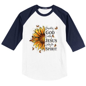 Blessed By God Loved By Jesus Led By The Spirit Sunflower Baseball Sleeve Shirt