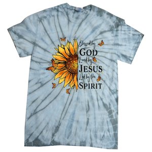 Blessed By God Loved By Jesus Led By The Spirit Sunflower Tie-Dye T-Shirt