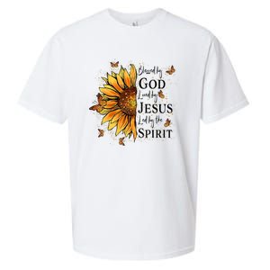 Blessed By God Loved By Jesus Led By The Spirit Sunflower Sueded Cloud Jersey T-Shirt