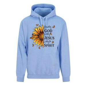 Blessed By God Loved By Jesus Led By The Spirit Sunflower Unisex Surf Hoodie