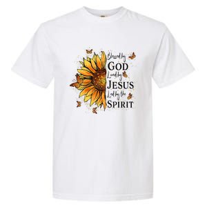 Blessed By God Loved By Jesus Led By The Spirit Sunflower Garment-Dyed Heavyweight T-Shirt