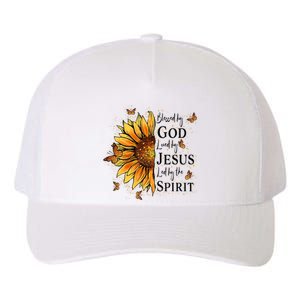 Blessed By God Loved By Jesus Led By The Spirit Sunflower Yupoong Adult 5-Panel Trucker Hat