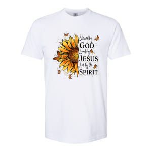 Blessed By God Loved By Jesus Led By The Spirit Sunflower Softstyle CVC T-Shirt