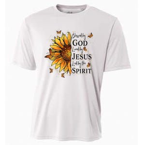 Blessed By God Loved By Jesus Led By The Spirit Sunflower Cooling Performance Crew T-Shirt