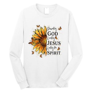 Blessed By God Loved By Jesus Led By The Spirit Sunflower Long Sleeve Shirt