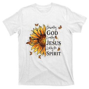 Blessed By God Loved By Jesus Led By The Spirit Sunflower T-Shirt