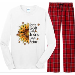 Blessed By God Loved By Jesus Led By The Spirit Sunflower Long Sleeve Pajama Set