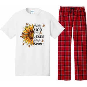 Blessed By God Loved By Jesus Led By The Spirit Sunflower Pajama Set