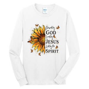 Blessed By God Loved By Jesus Led By The Spirit Sunflower Tall Long Sleeve T-Shirt