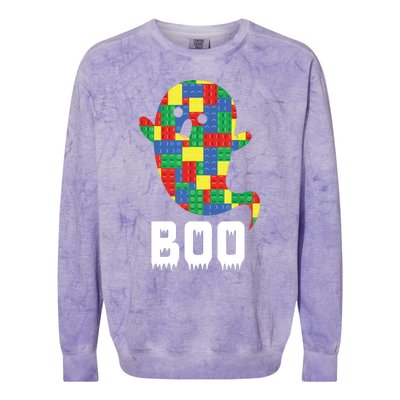 Building Blocks Ghost Boo Master Builder Halloween Tees Boy Colorblast Crewneck Sweatshirt