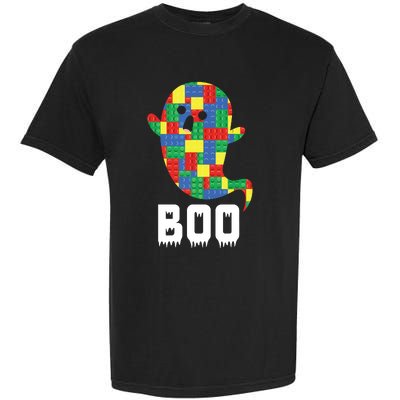 Building Blocks Ghost Boo Master Builder Halloween Tees Boy Garment-Dyed Heavyweight T-Shirt