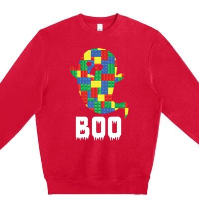 Building Blocks Ghost Boo Master Builder Halloween Tees Boy Premium Crewneck Sweatshirt