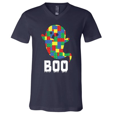 Building Blocks Ghost Boo Master Builder Halloween Tees Boy V-Neck T-Shirt