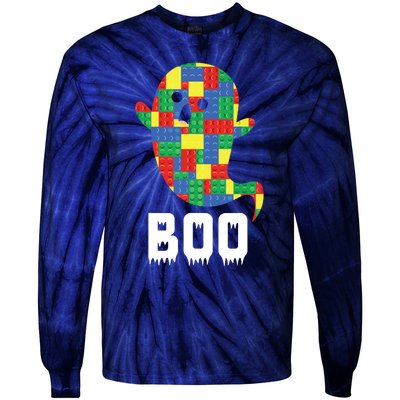 Building Blocks Ghost Boo Master Builder Halloween Tees Boy Tie-Dye Long Sleeve Shirt