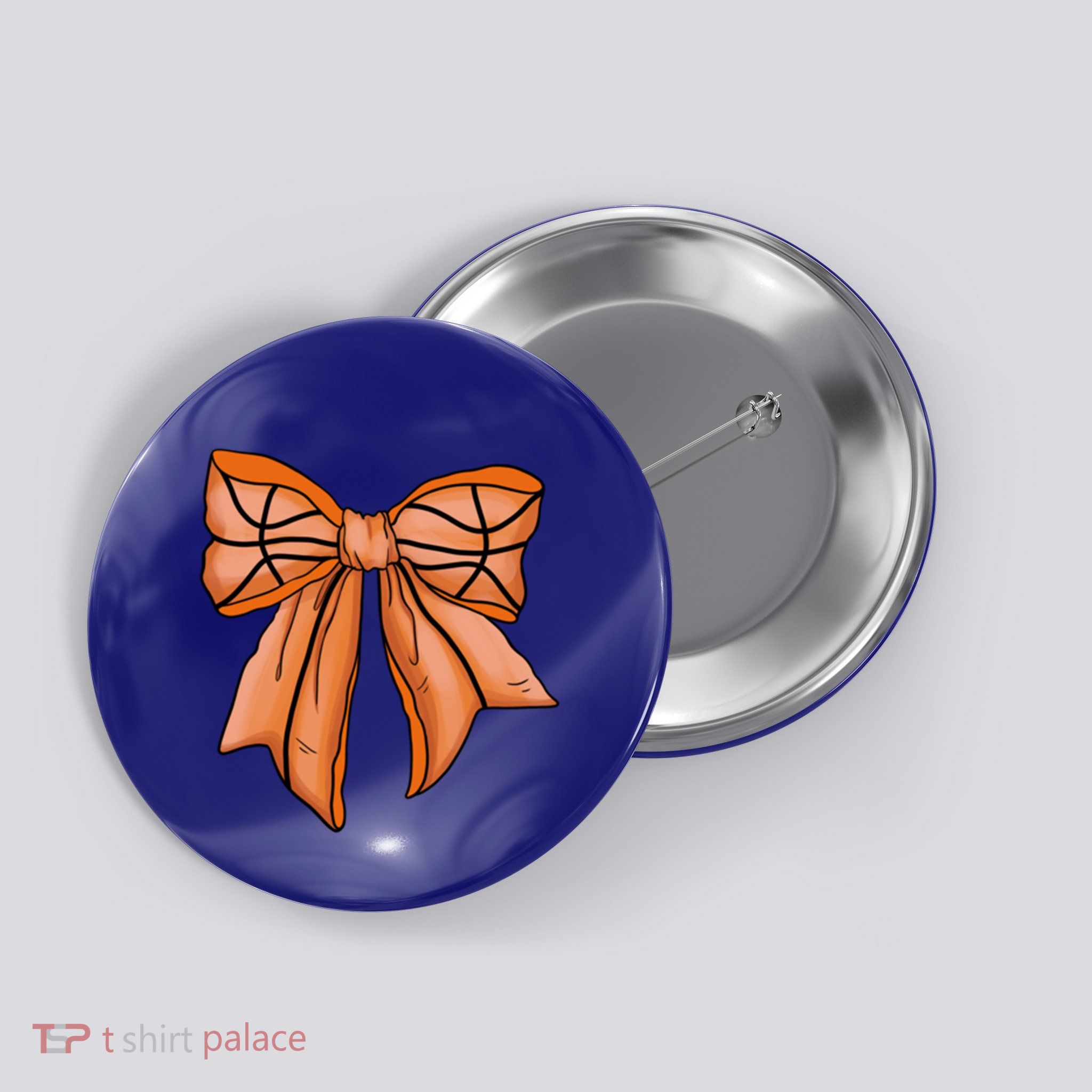 Basketball Bow Game Day Coquette Front And Back Print Gift Button