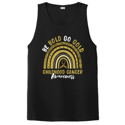 Be Bold Go Gold Childhood Cancer Awareness Rainbow Ribbon PosiCharge Competitor Tank