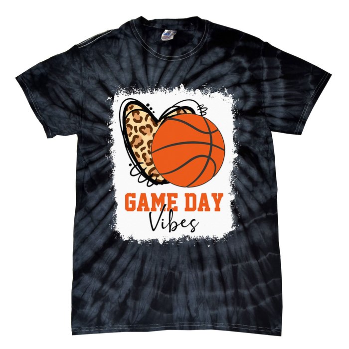 Bleached Basketball Game Day Vibes Basketball Mom Game Day Tie-Dye T-Shirt