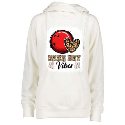 Bleached Bowling Game Day Vibes Bowling Mom Game Day Season Gift Womens Funnel Neck Pullover Hood