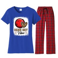 Bleached Bowling Game Day Vibes Bowling Mom Game Day Season Gift Women's Flannel Pajama Set