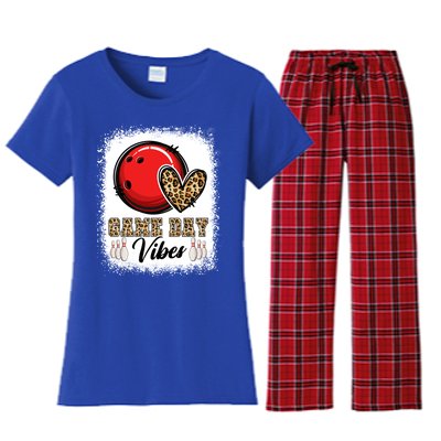 Bleached Bowling Game Day Vibes Bowling Mom Game Day Season Gift Women's Flannel Pajama Set