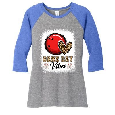 Bleached Bowling Game Day Vibes Bowling Mom Game Day Season Gift Women's Tri-Blend 3/4-Sleeve Raglan Shirt