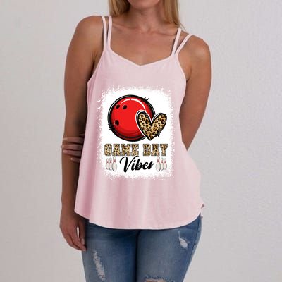 Bleached Bowling Game Day Vibes Bowling Mom Game Day Season Gift Women's Strappy Tank