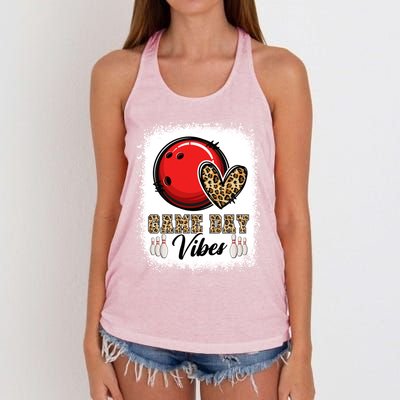 Bleached Bowling Game Day Vibes Bowling Mom Game Day Season Gift Women's Knotted Racerback Tank